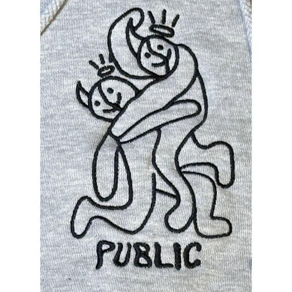 Indep.‎ Trading Co "Public" Gray Hoodie Embroidered Design Kangaroo Pocket Med - Picture 3 of 11